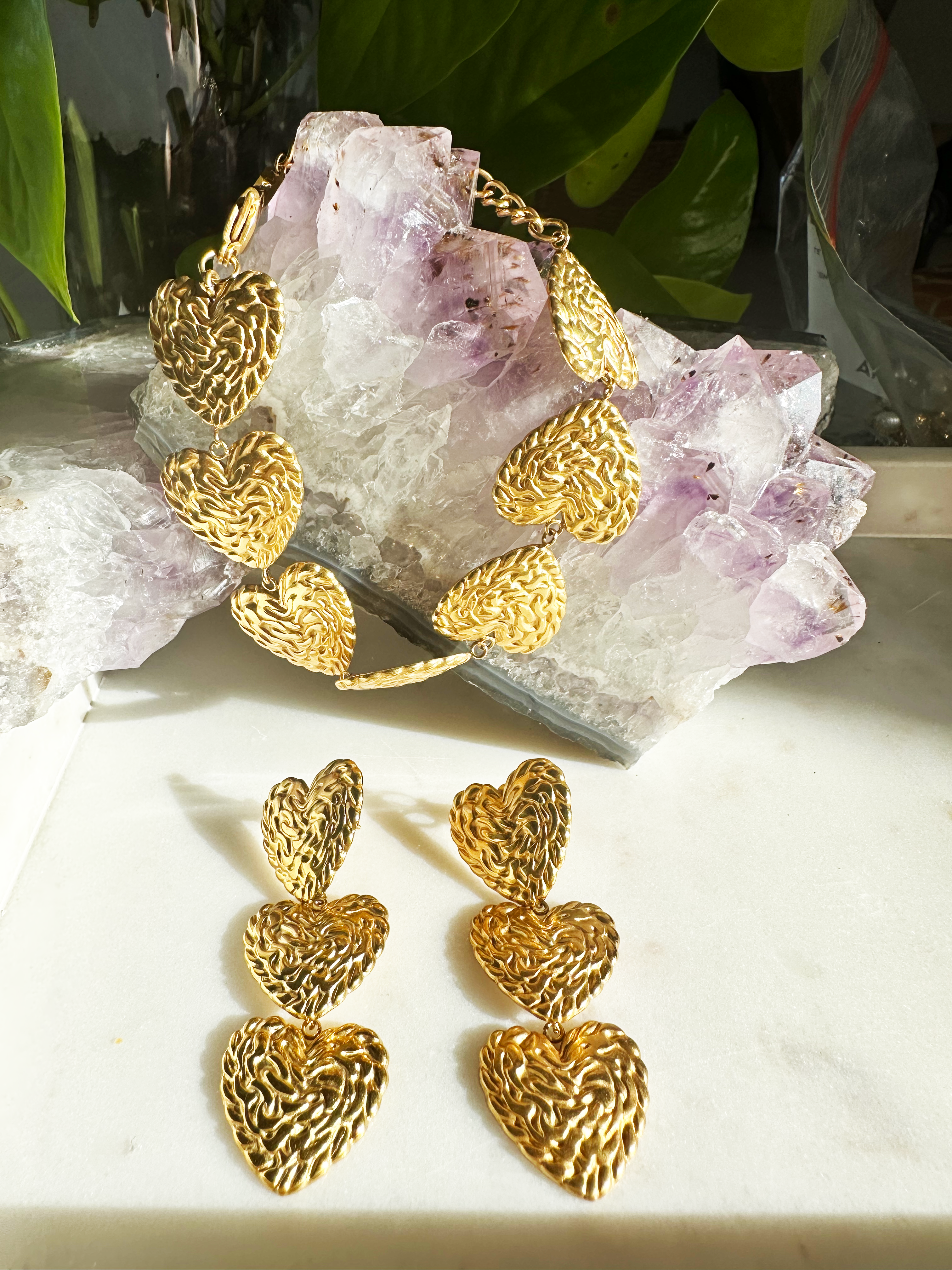 Amara - 18k Gold Plated Waterproof Earrings + Bracelet Bundle