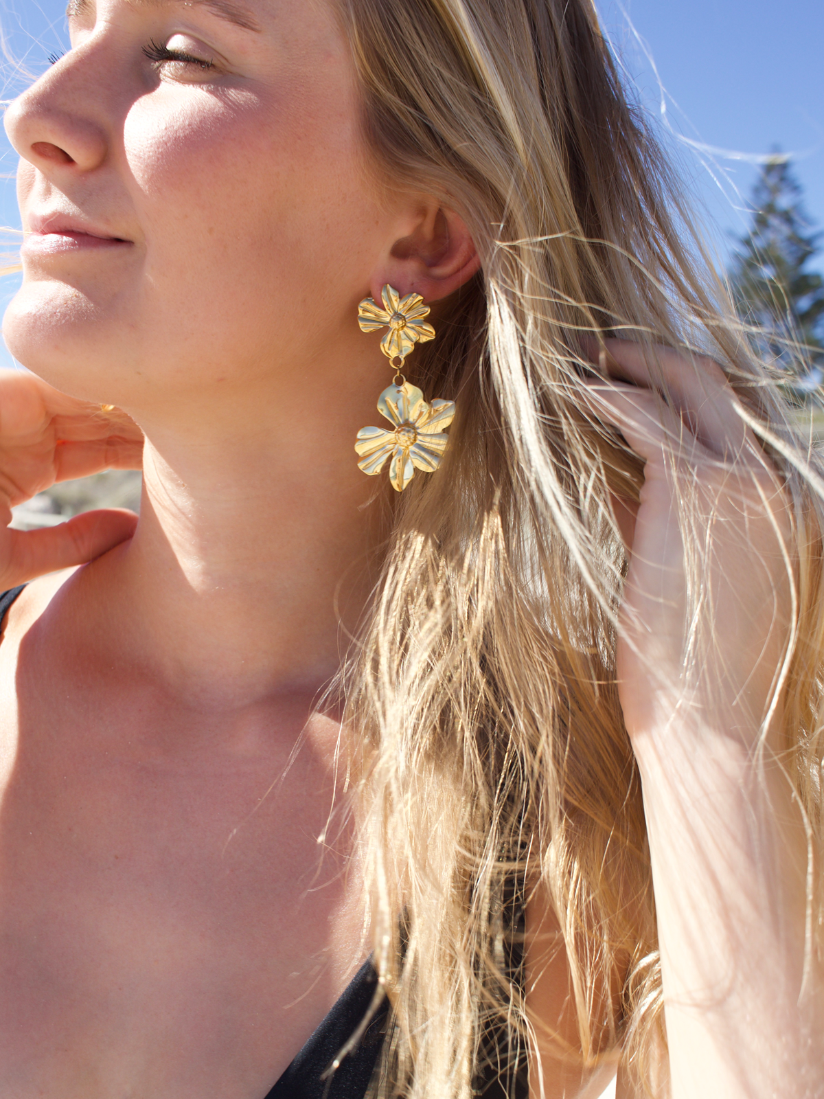 Flora Earrings - 18k Gold Plated + Pearl Waterproof